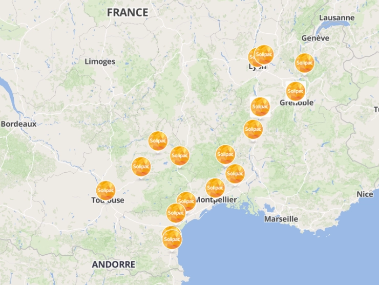 Carte des agences Solipac